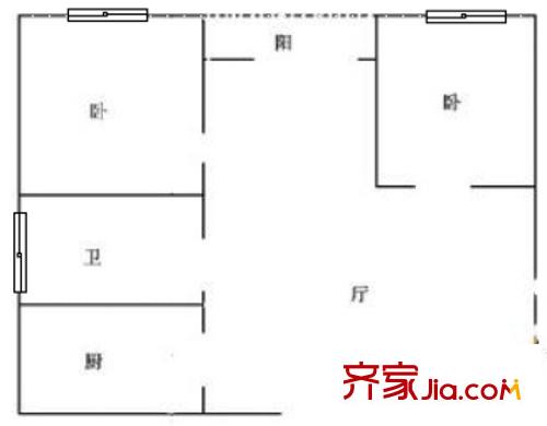 海鄭花園戶型圖21 2室2廳1衛(wèi)