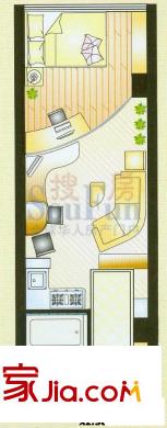 華隆財富大廈戶型圖D戶型 1室1廳1衛(wèi)