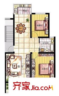 藍(lán)溪花園戶型圖53 2室2廳1衛(wèi)1廚