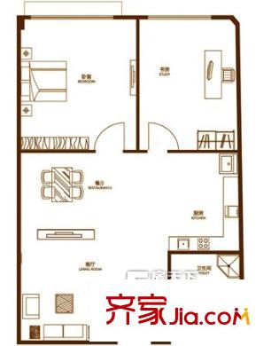 藍溪花園戶型圖4 2室1廳1衛(wèi)1廚