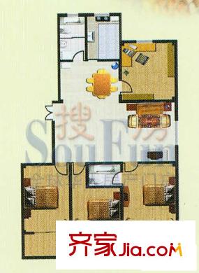 舜禾宮寓戶型圖D戶型 4室2廳2衛(wèi)1廚
