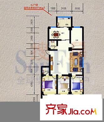 文華園戶(hù)型圖4室2廳2衛(wèi)1廚