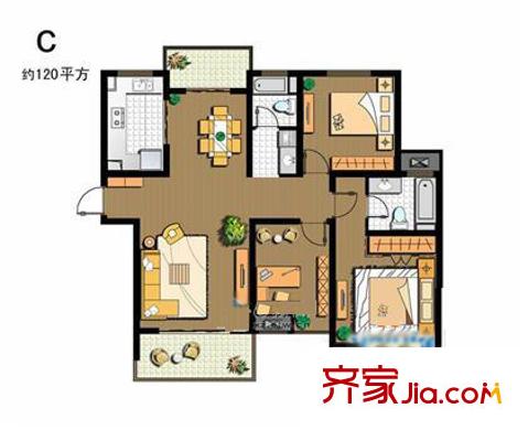 橙黃時代戶型圖30 2室2廳1衛(wèi)1廚
