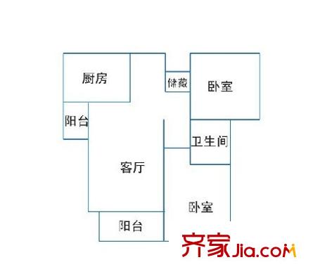 津浦東園戶型圖27 2室2廳1衛(wèi)1廚
