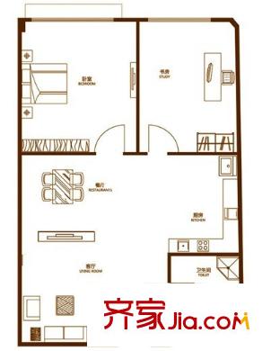 石磊小區(qū)戶型圖3 2室1廳1衛(wèi)1廚