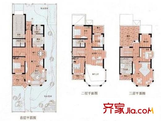 一棟洋房戶型圖51 3室3廳2衛(wèi)1廚