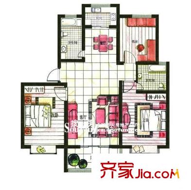人民家園 3室 戶型圖