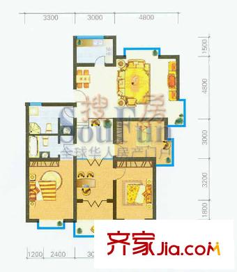 南湖怡秀園戶型圖4室2廳2衛(wèi)1廚