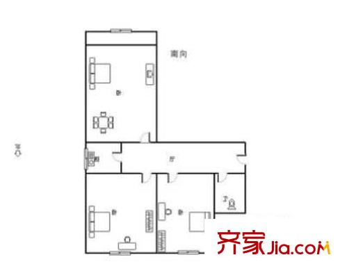 普查小區(qū)戶型圖5 2室1廳1衛(wèi)1廚