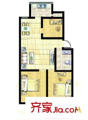 錦江豪庭戶型圖13 2室2廳1衛(wèi)1廚