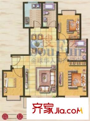 永新人家戶型圖3室2廳2衛(wèi)1廚
