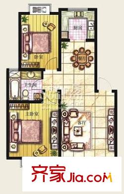 北京路18號戶型圖B1戶型 2室2廳1衛(wèi)