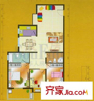 望景花園名人居戶型圖3室2廳2衛(wèi)1廚