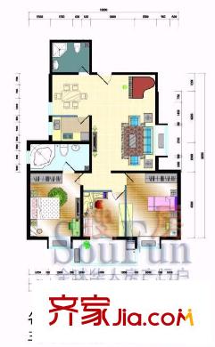 望景花園名人居戶型圖3室2廳2衛(wèi)1廚