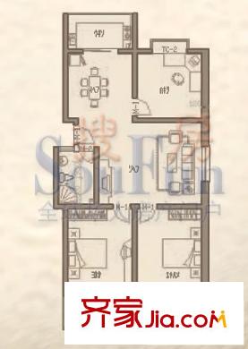 美麗樵村戶型圖陽光畫室 3室2廳1衛(wèi)1廚