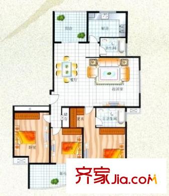 望城花園 3室 戶型圖