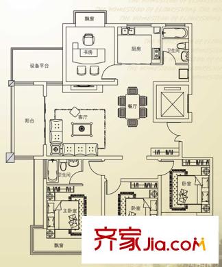 欣欣家園戶型圖A戶型 4室2廳2衛(wèi)1廚