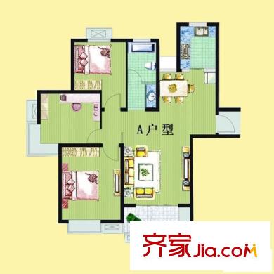 盛天茗苑戶型圖A戶型 3室2廳1衛(wèi)