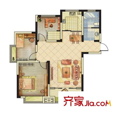 海峽曼喬世家戶型圖G戶型 3室2廳1衛(wèi)1廚