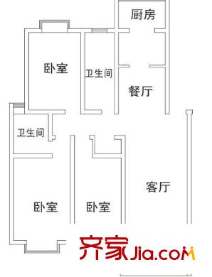 民主小區(qū) 3室 戶型圖