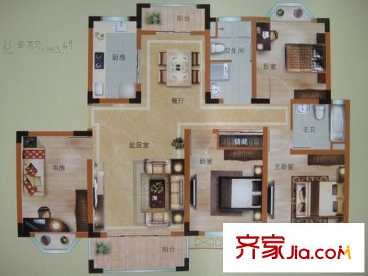 民主小區(qū) 3室 戶型圖