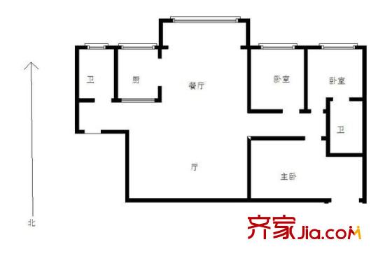 黃河景園 3室 戶型圖