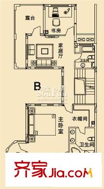 開元麓郡戶型圖B戶型二層平面 4室3廳4衛(wèi)1廚