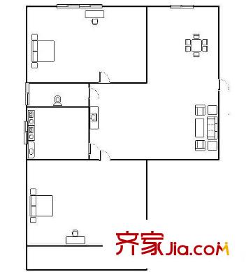天成花園 2室 戶型圖