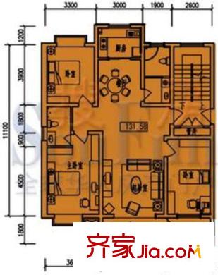 南山庭院戶型圖3室2廳2衛(wèi)2廚