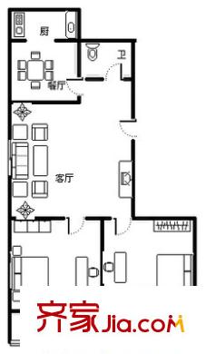 劉場(chǎng)世紀(jì)花園 2室 戶(hù)型圖