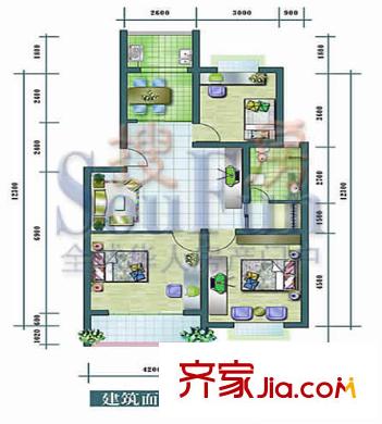 金山曉月戶型圖3室2廳1衛(wèi)1廚