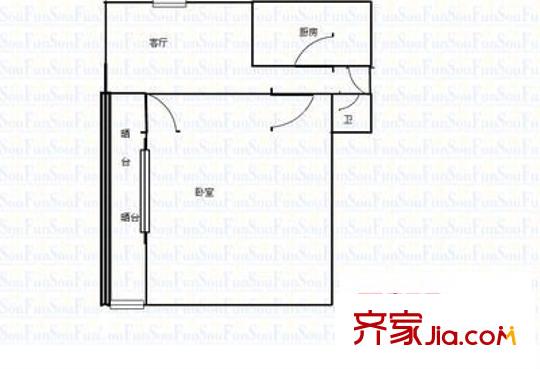 中樞小區(qū) 1室 戶型圖