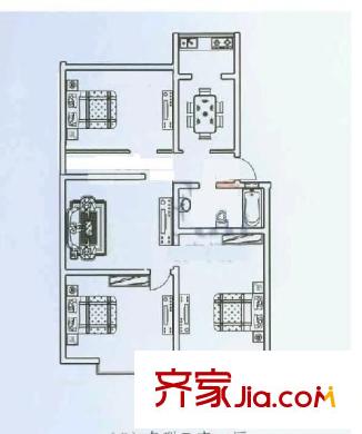 春雨花園 3室 戶型圖