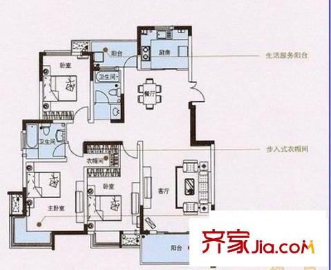錦繡嘉園 3室 戶型圖