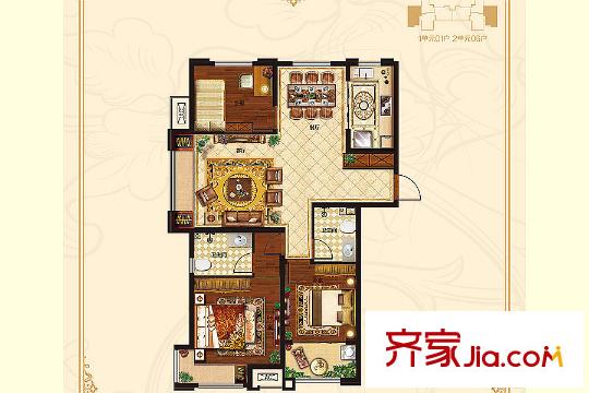 榮盛?花語城2#4#6#7#邊戶C戶型 3室2廳2衛(wèi)1廚
