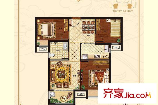榮盛?花語城2#4#6#7#中間戶D戶型 3室2廳1衛(wèi)1廚