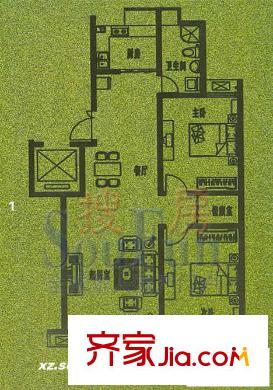 小康人家戶型圖三期戶型C1 2室2廳1衛(wèi)1廚
