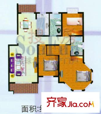 和園愛(ài)家戶型圖戶型2 3室2廳2衛(wèi)1廚