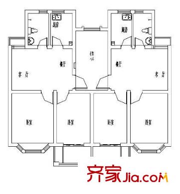 華商清水灣戶型圖C14四單元 2室1廳1衛(wèi)