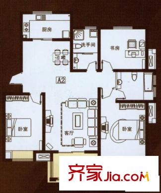 錦繡濱湖戶型圖A2戶型 3室2廳2衛(wèi)1廚