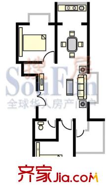 楓林綠洲戶型圖2室2廳1衛(wèi)1廚