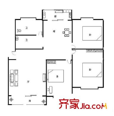 風(fēng)華園 3室 戶型圖
