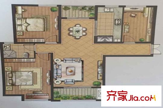 國信上城?學(xué)府11#D2戶型 3室2廳1衛(wèi)1廚