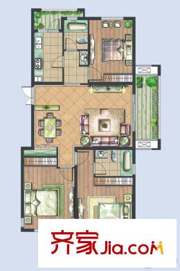 國信上城?學(xué)府10#邊戶戶型 3室2廳2衛(wèi)1廚