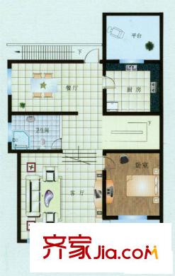 中匯霖雨山莊C2戶型-雙拼別墅-一層 7室2廳3衛(wèi)1廚