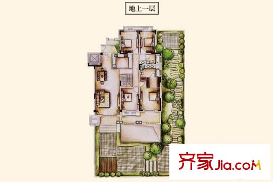 云龍湖?悅山別墅1樓戶(hù)型 4室2廳2衛(wèi)1廚