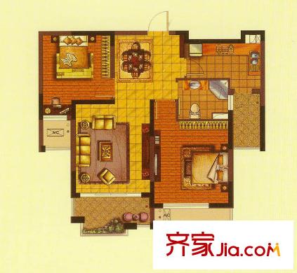 漢源國(guó)際華城電梯多層D2戶(hù)型 2室2廳1衛(wèi)