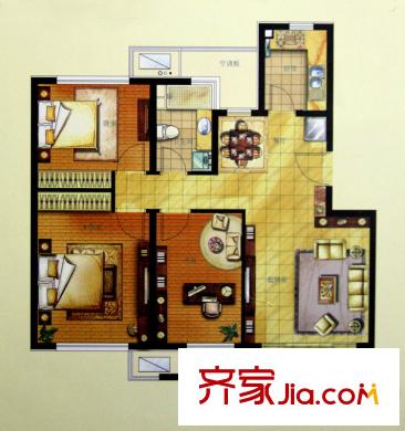 漢源國際華城所剩多層房源A戶型 2室2廳1衛(wèi)