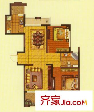 漢源國(guó)際華城電梯多層D3戶(hù)型 2室2廳1衛(wèi)