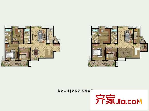 湖光山色A2-H戶型（1單元2606室） 6室3廳4衛(wèi)